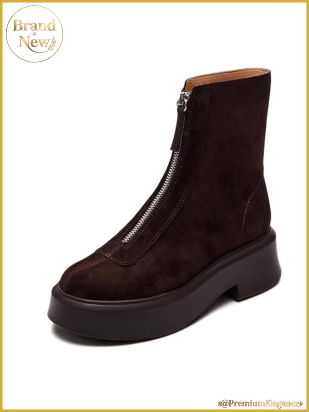 Women's Platform Ankle Boots Zipper Block Heel Round Toe Chelsea Booties